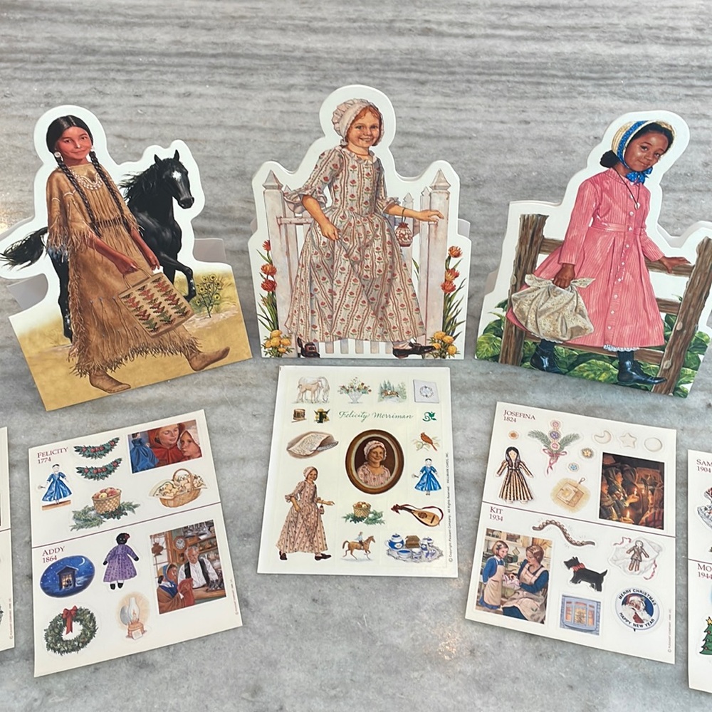 NEW Set of 3 American Girl Collection Stand Up Cards & 5 Sheets of Stickers